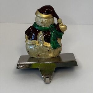 Colorful Snowman metal weighted christmas stocking holder home decor